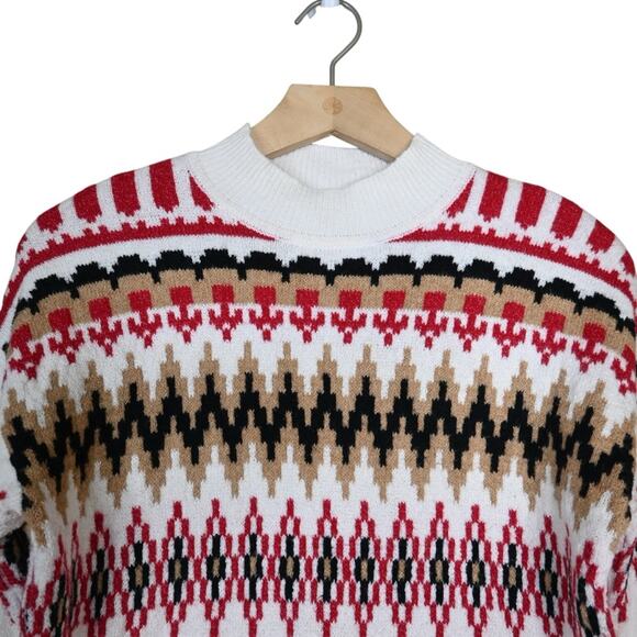 LOFT Womens S Fair Isle Mock Neck Tunic Sweater - Picture 4 of 9
